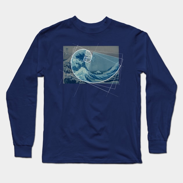 Hokusai Meets Fibonacci, Golden Ratio #2 Long Sleeve T-Shirt by cartogram